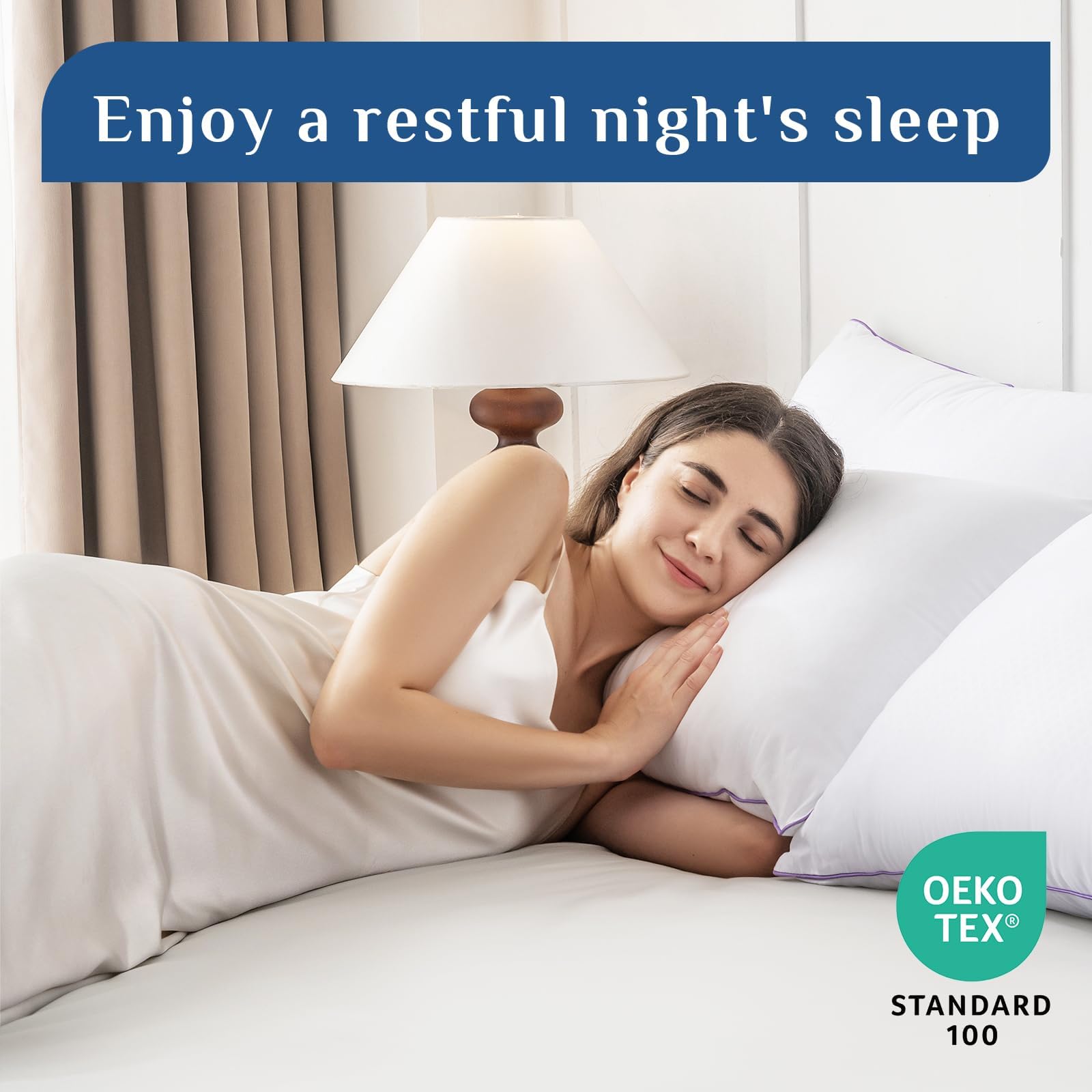 JOLLYVOGUE pillow supporting a side sleeper for improved neck comfort
