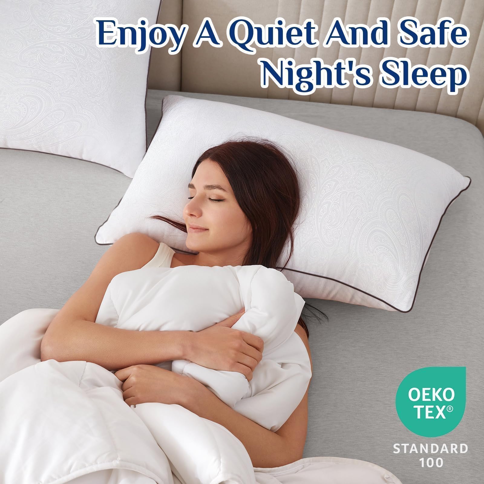 JOLLYVOGUE pillow arranged on bed showing cooling breathable comfort
