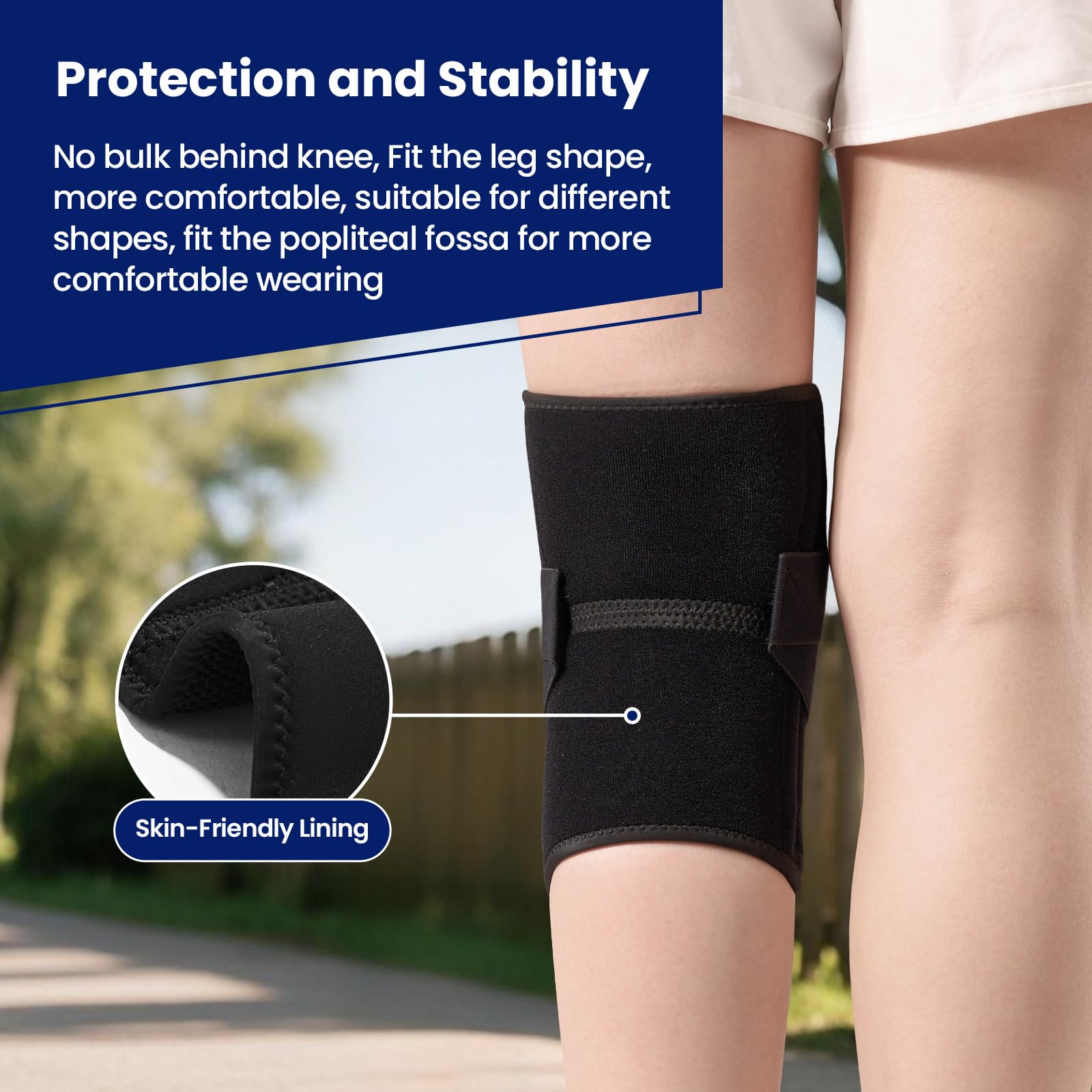 JOMVD knee brace material texture showing neoprene blend for breathable comfort