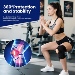 JOMVD knee brace straps and V-system view demonstrating adjustable targeted support