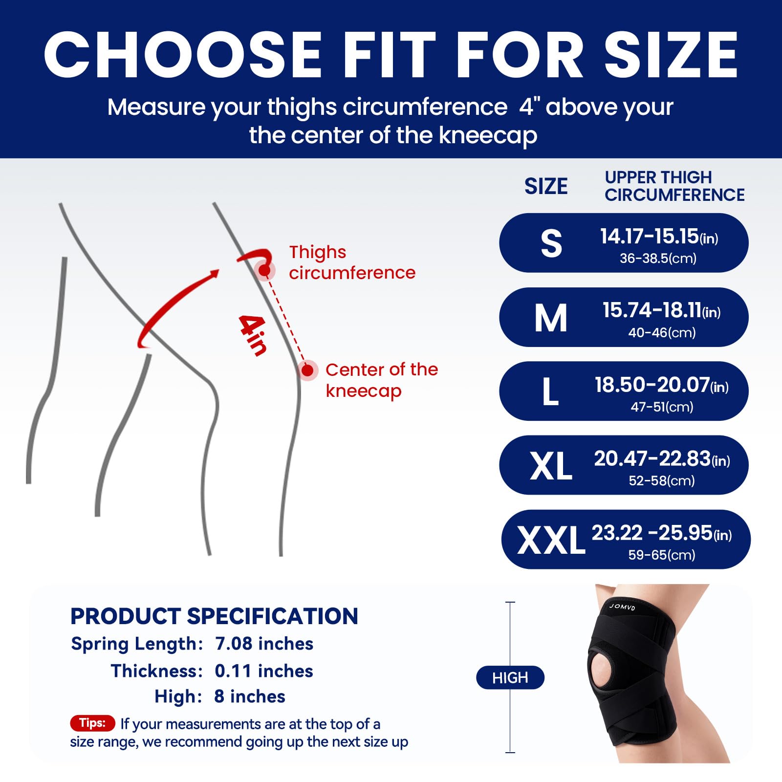 JOMVD knee brace worn during walking to illustrate everyday activity support