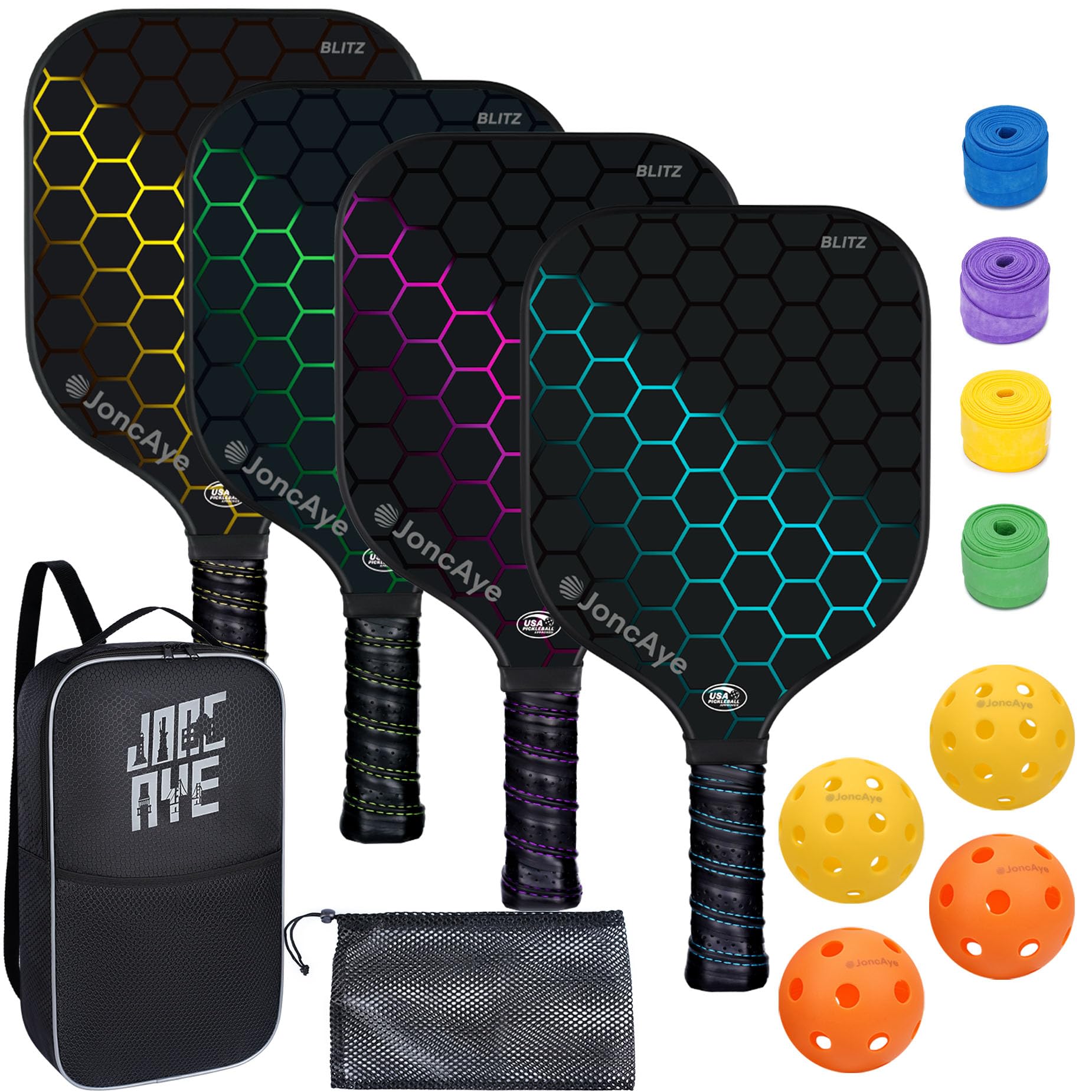 JoncAye paddle front packaging showing set benefits and USAPA approval