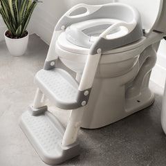 Jool Baby front view gray ladder-seat showing stable design and tidy look
