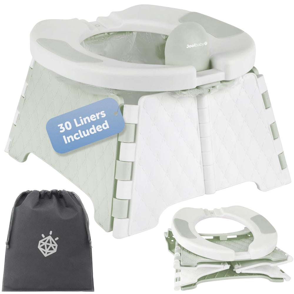 Jool Baby front view sage portable potty showing child seat comfort