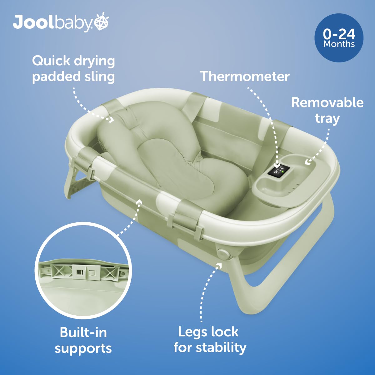 Jool Baby padded sling close-up showing soft quick-dry fabric for newborn support and comfort