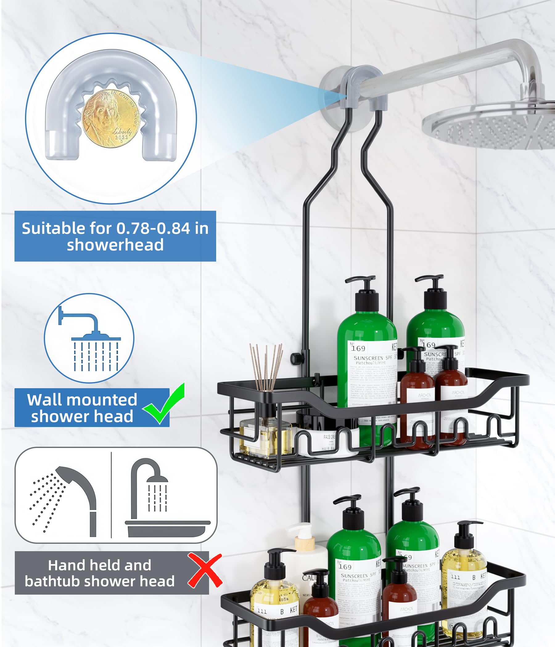 Joqixon soap holder and hooks detail offering easy access and tidy hanging storage