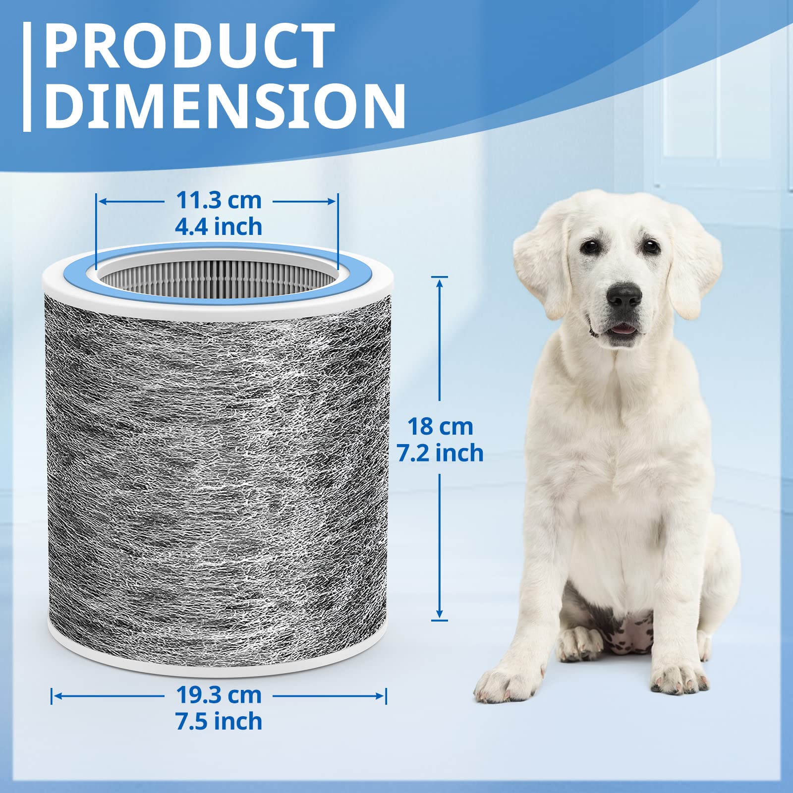 JORAIR activated carbon layer detail emphasizing odor adsorption and smoke reduction benefit