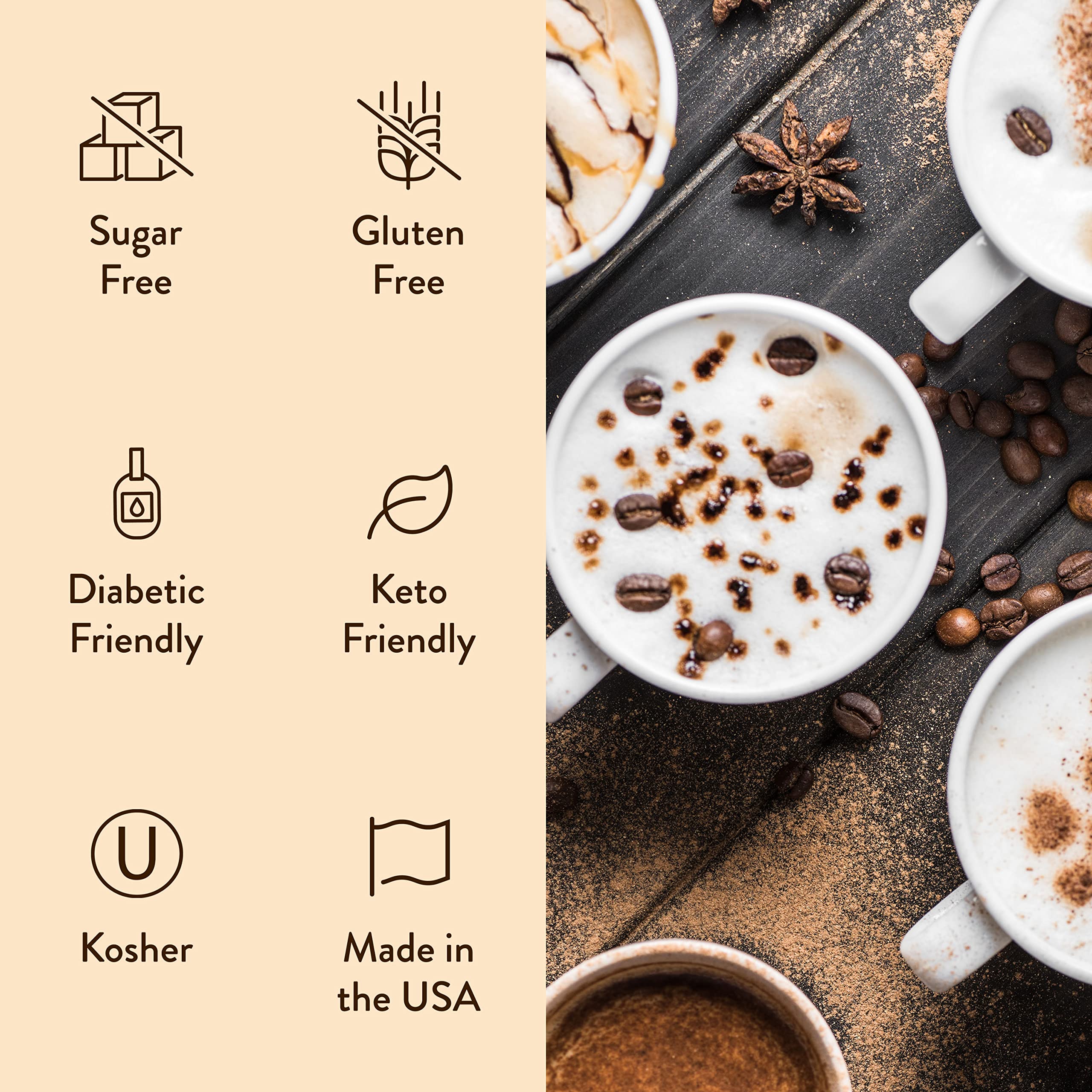 Jordan's Skinny Mixes bottle size shown next to coffee cup, clarifies scale