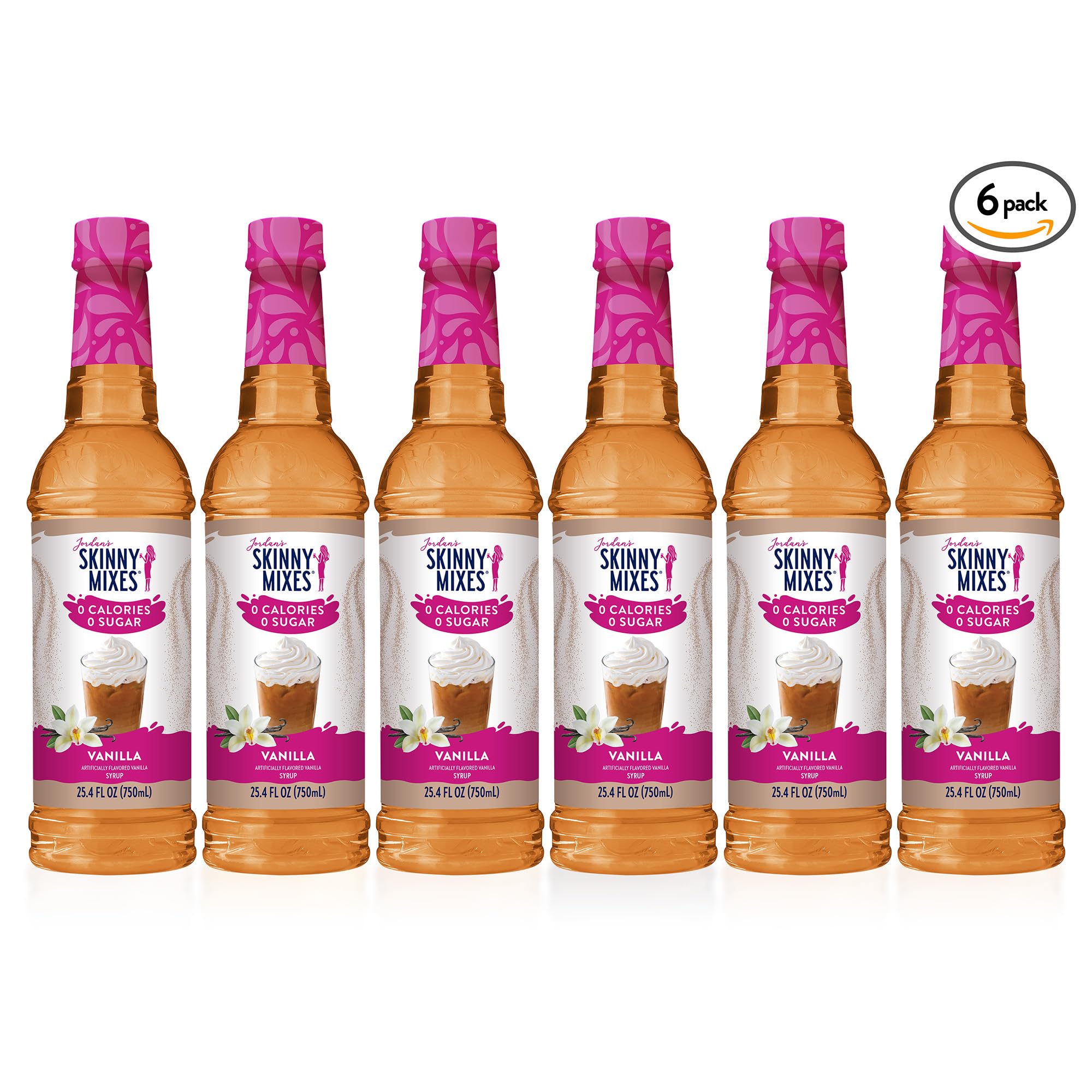 Jordan's Skinny Mixes vanilla bottles on a kitchen counter for everyday use