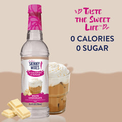 Jordan's Skinny Mixes syrup close-up texture highlighting smooth, creamy white chocolate taste