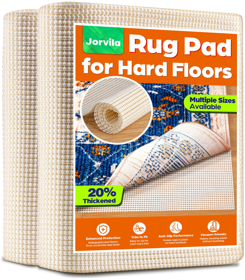 Jorvila front view of 8x10 rug pad showing full coverage and stable placement