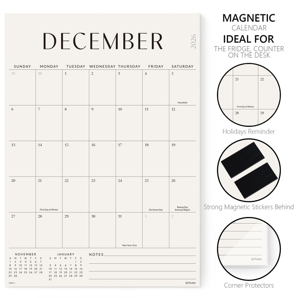 Jotsome magnetic backing view showing strong magnet that secures calendar reliably