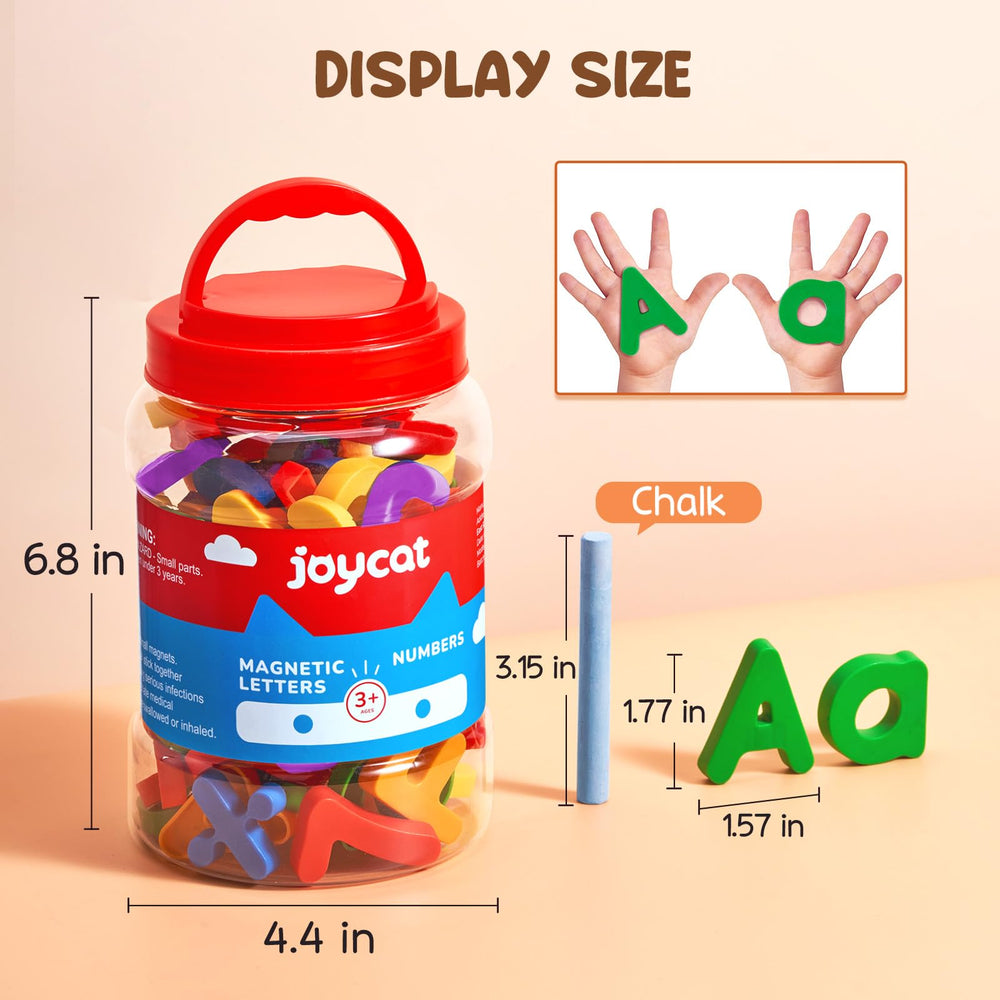 JoyCat clear storage bucket packed with alphabet pieces for tidy travel convenience