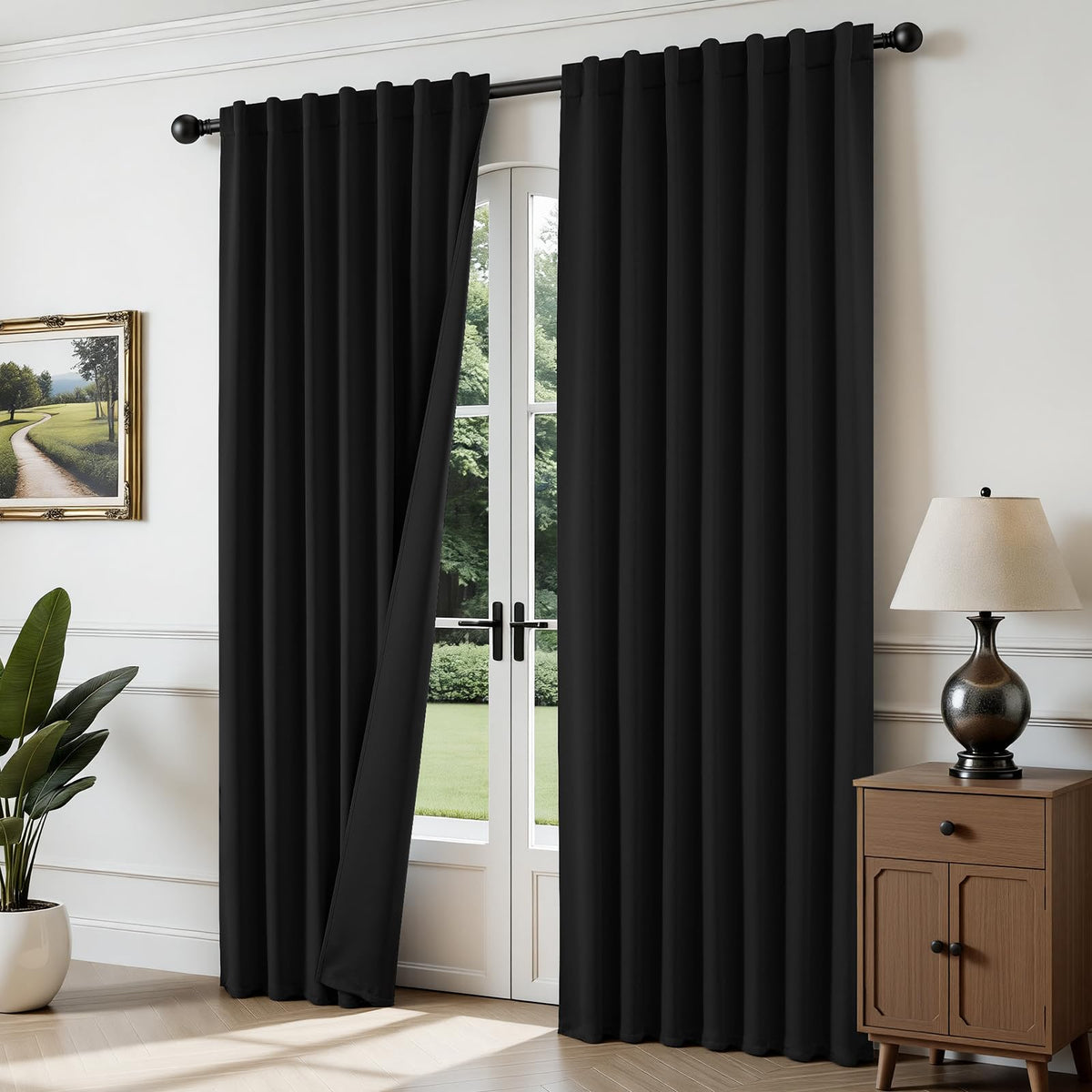 Joydeco front full-panel view showing full blackout and elegant drape