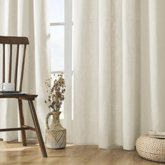 Joydeco front view of ivory curtains providing elegant room framing