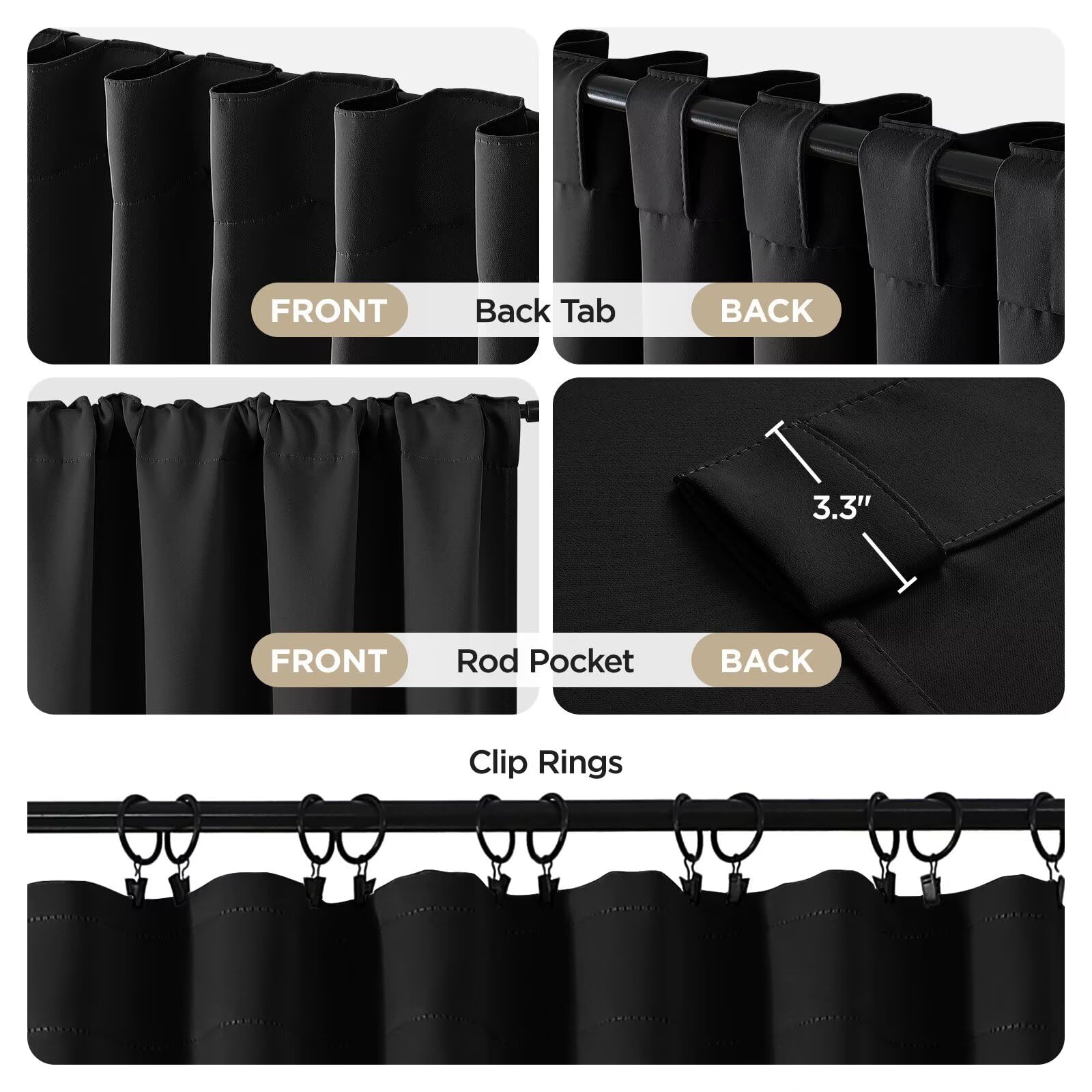 Joydeco rod pocket detail for classic hanging and neat gathers