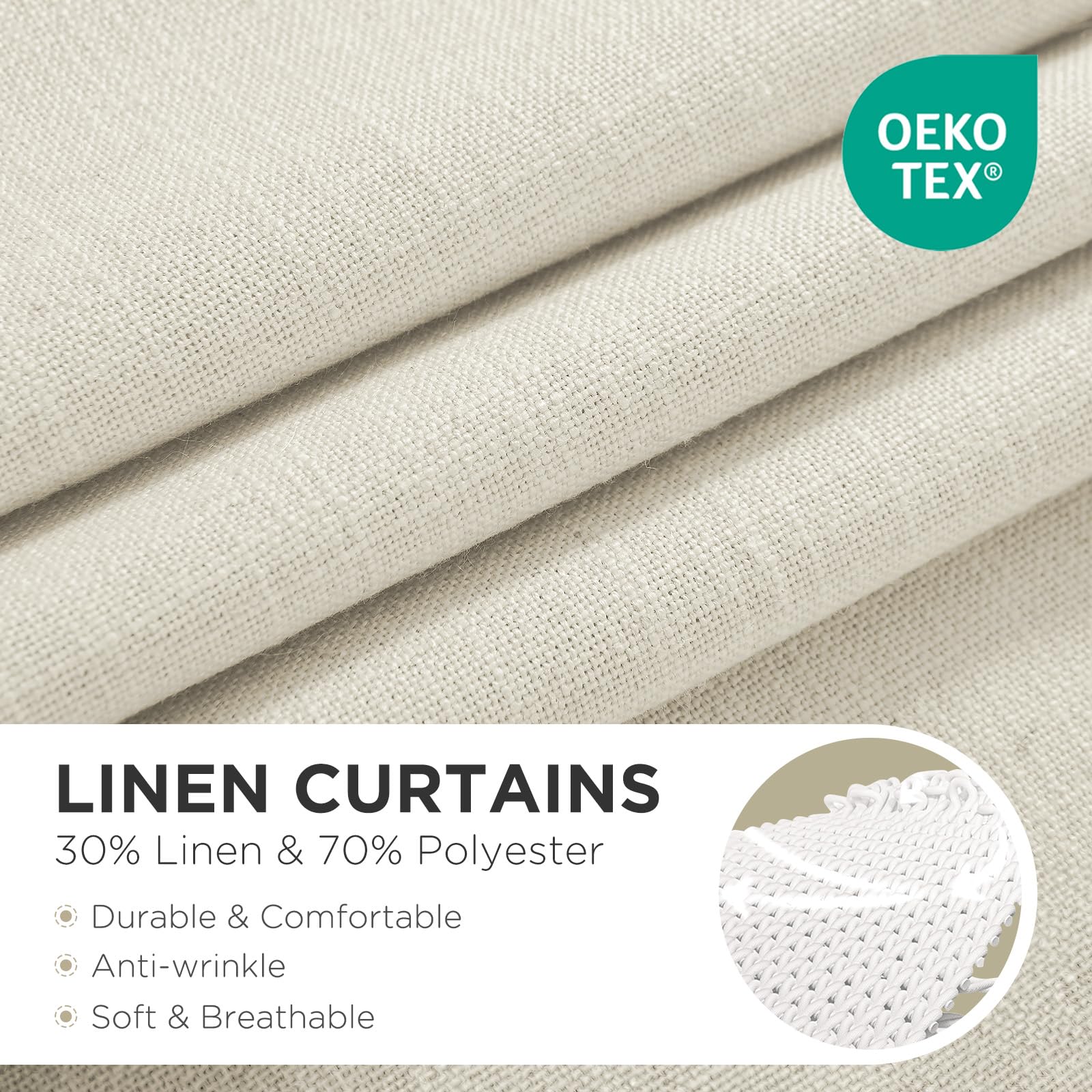 Joydeco close-up of linen-weave texture showing durable natural look