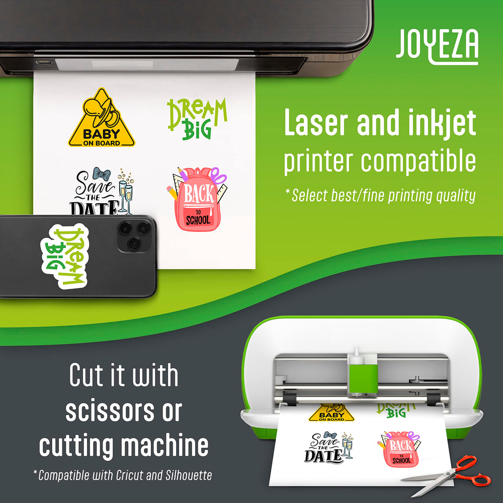 JOYEZA printed stickers on sheet demonstrating vibrant colors