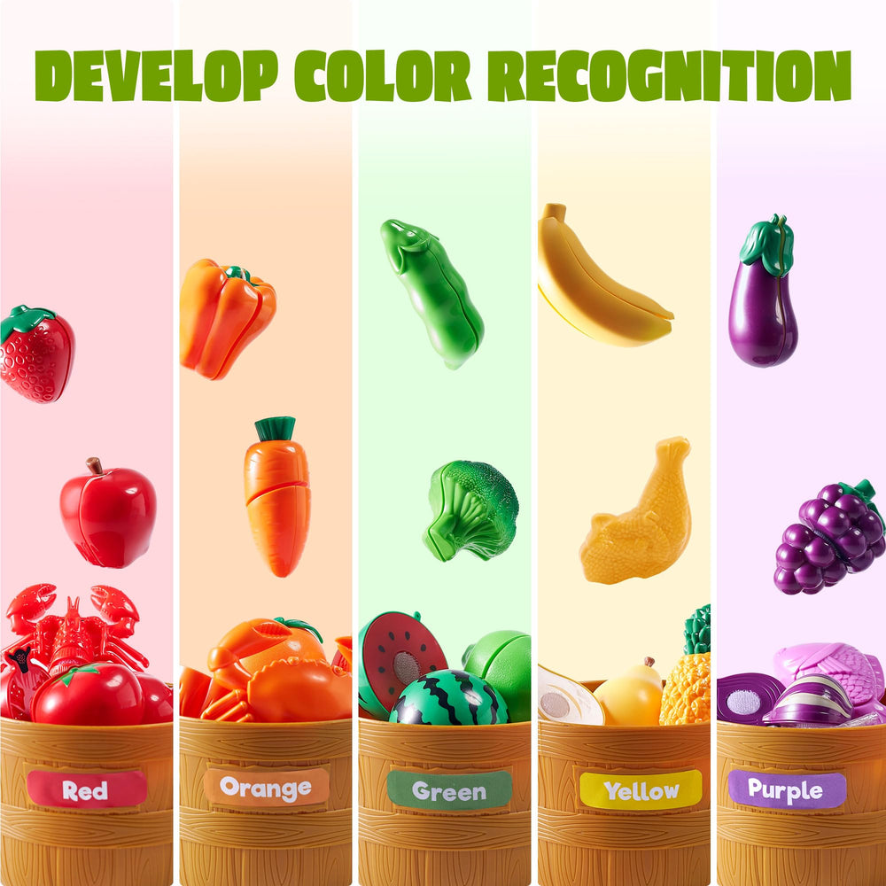 JOYIN close-up of cuttable food pieces highlighting safe pretend cut action