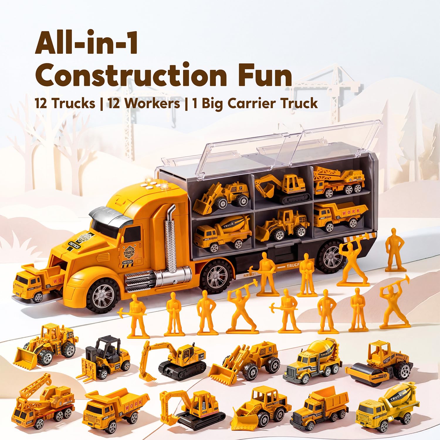 JOYIN excavator close detail highlighting movable arm for hands-on play