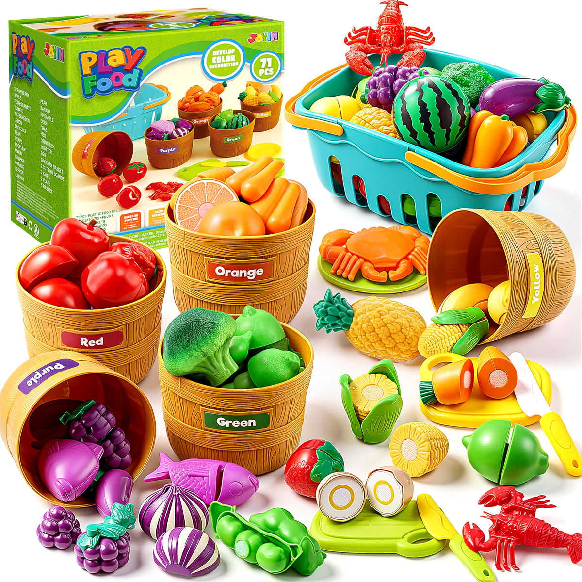 JOYIN front packaging showing full play food set and learning benefits