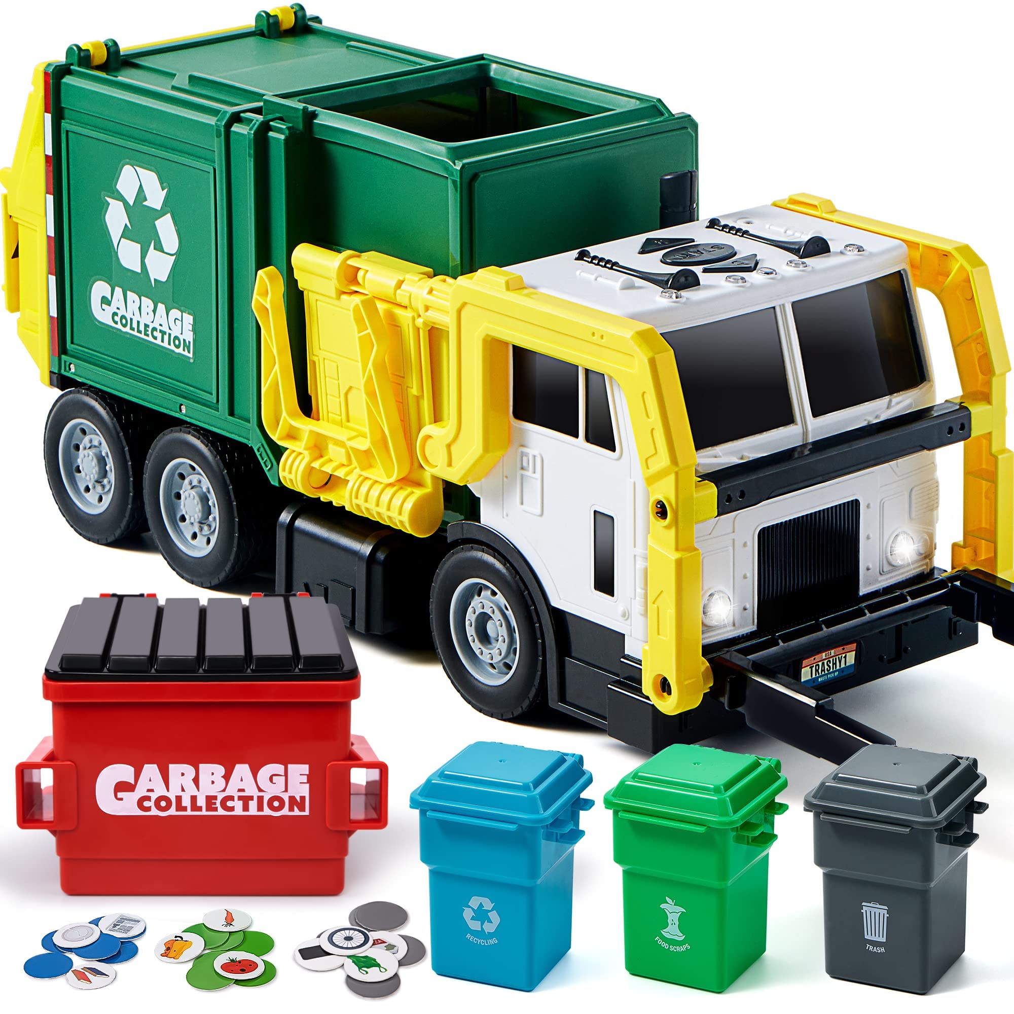 JOYIN front view of garbage truck showing realistic play and durability