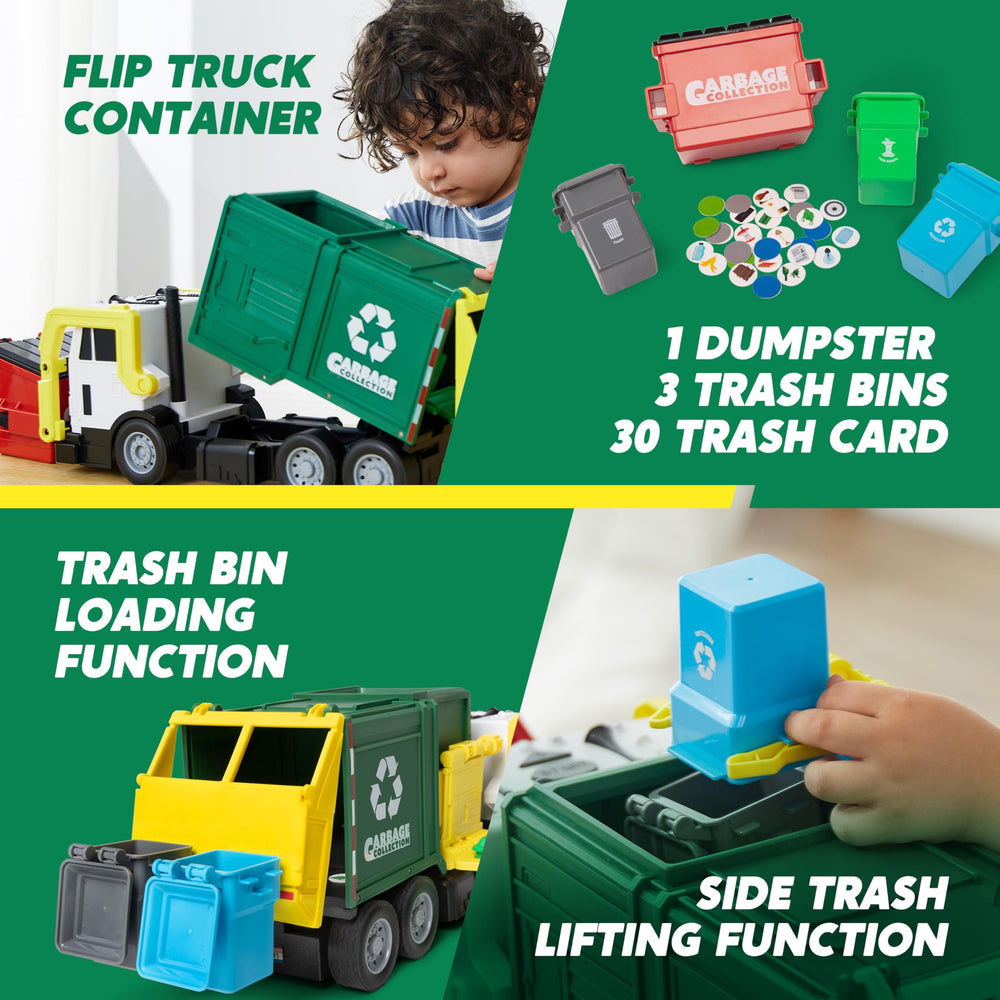 JOYIN three color-coded trash bins for sorting and learning benefits