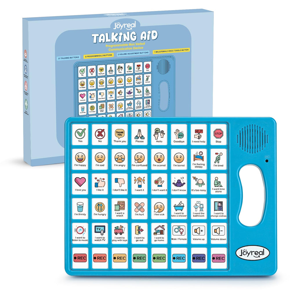Joyreal front panel showing 37 pictorial buttons and clear labels for quick requests