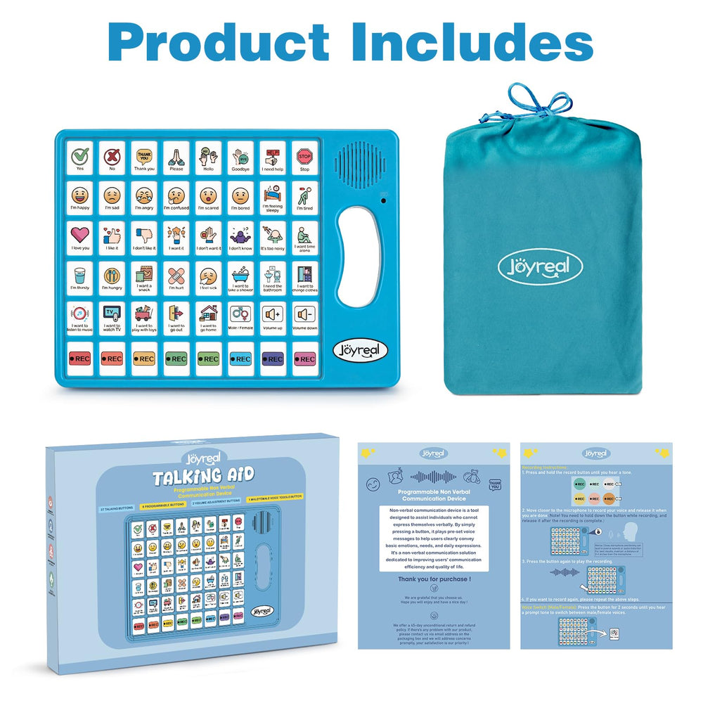 Joyreal with storage bag and AAA batteries illustrating travel-ready convenience