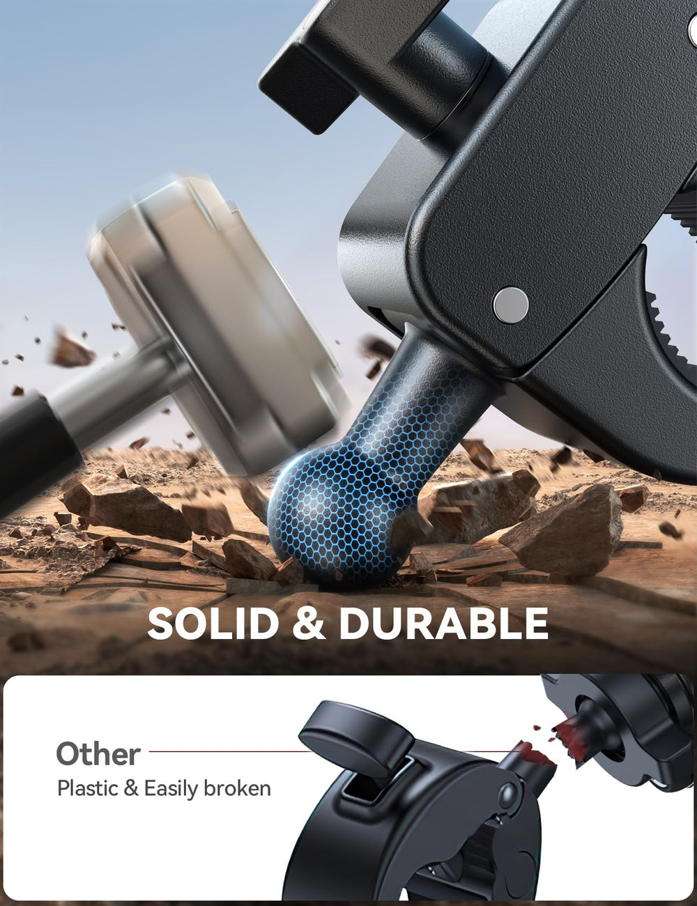 JOYROOM metal tie rod close-up, durable reinforced construction benefit