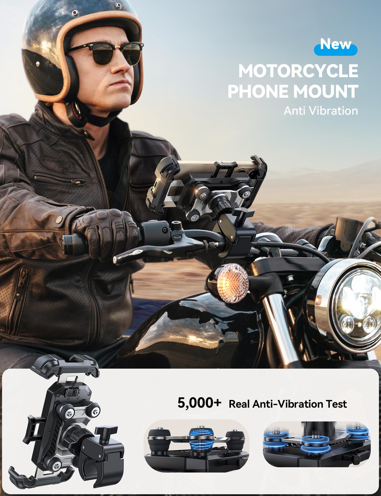 JOYROOM mounted on motorcycle handlebar, stable secure navigation benefit