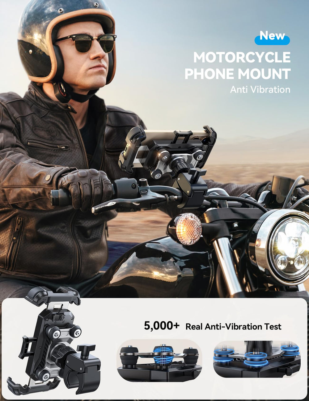 JOYROOM mounted on motorcycle handlebar, stable secure navigation benefit