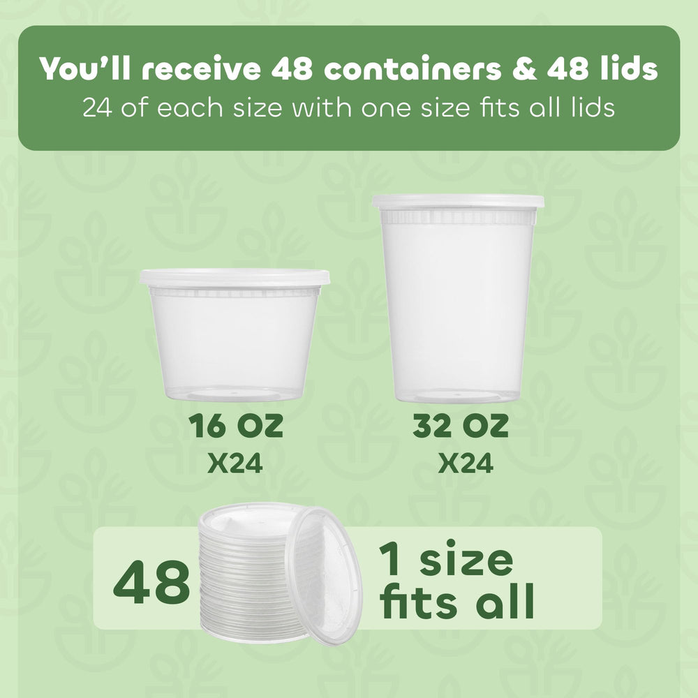 JoyServe size comparison of 16oz and 32oz containers for portion control