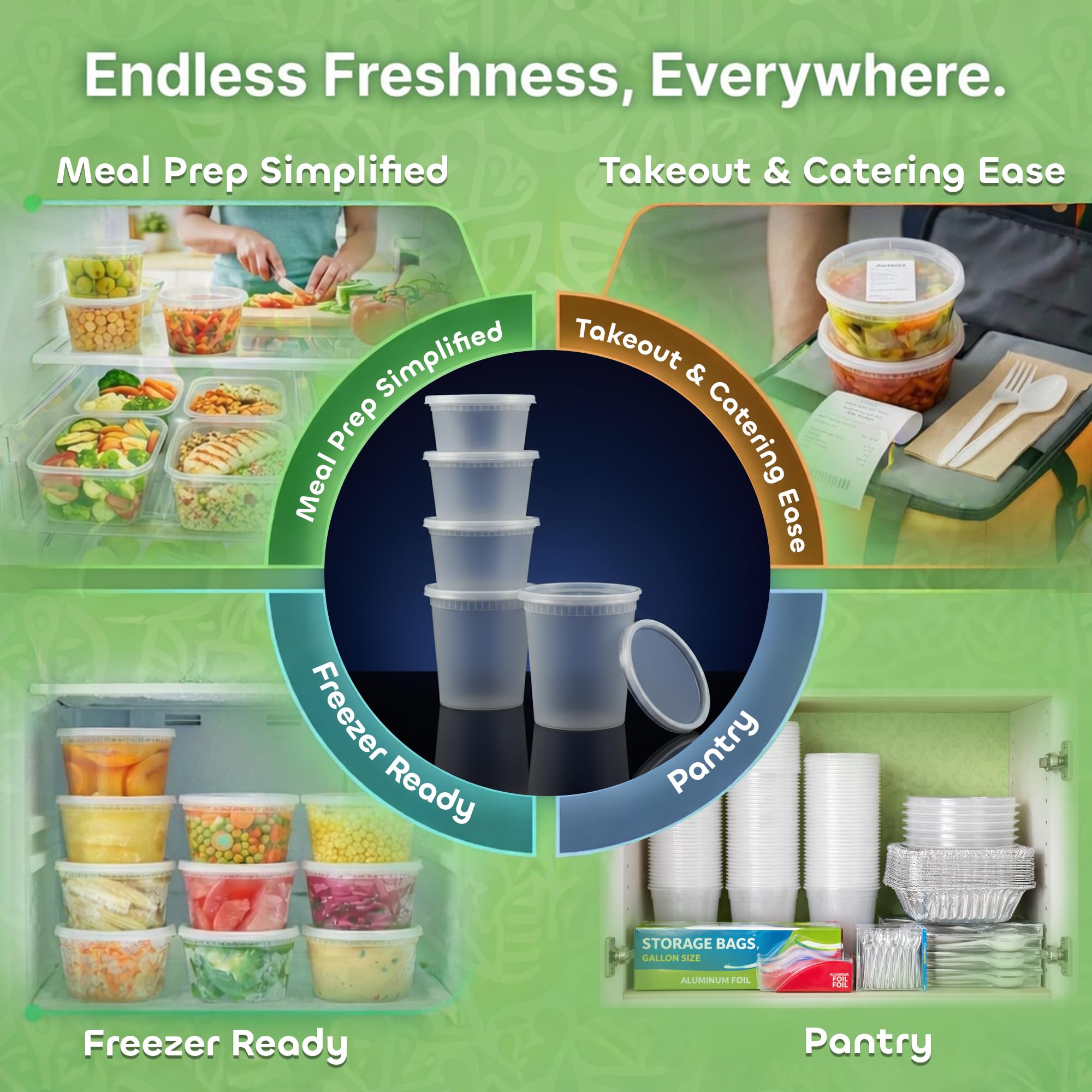 JoyServe 16oz containers with lids closed showing secure snap-on fit