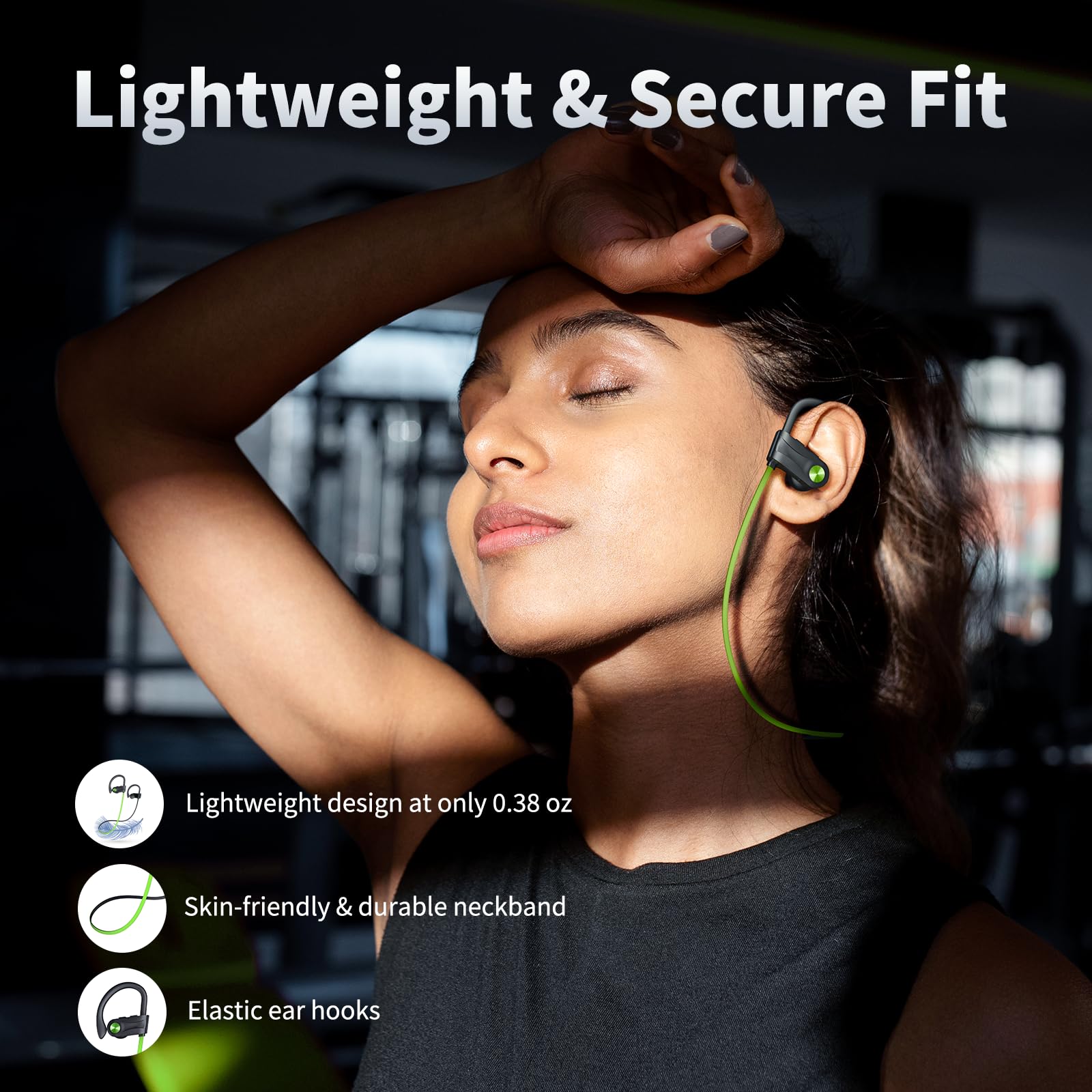 JOYWISE ear hooked on ear demonstrating secure fit for workouts and runs