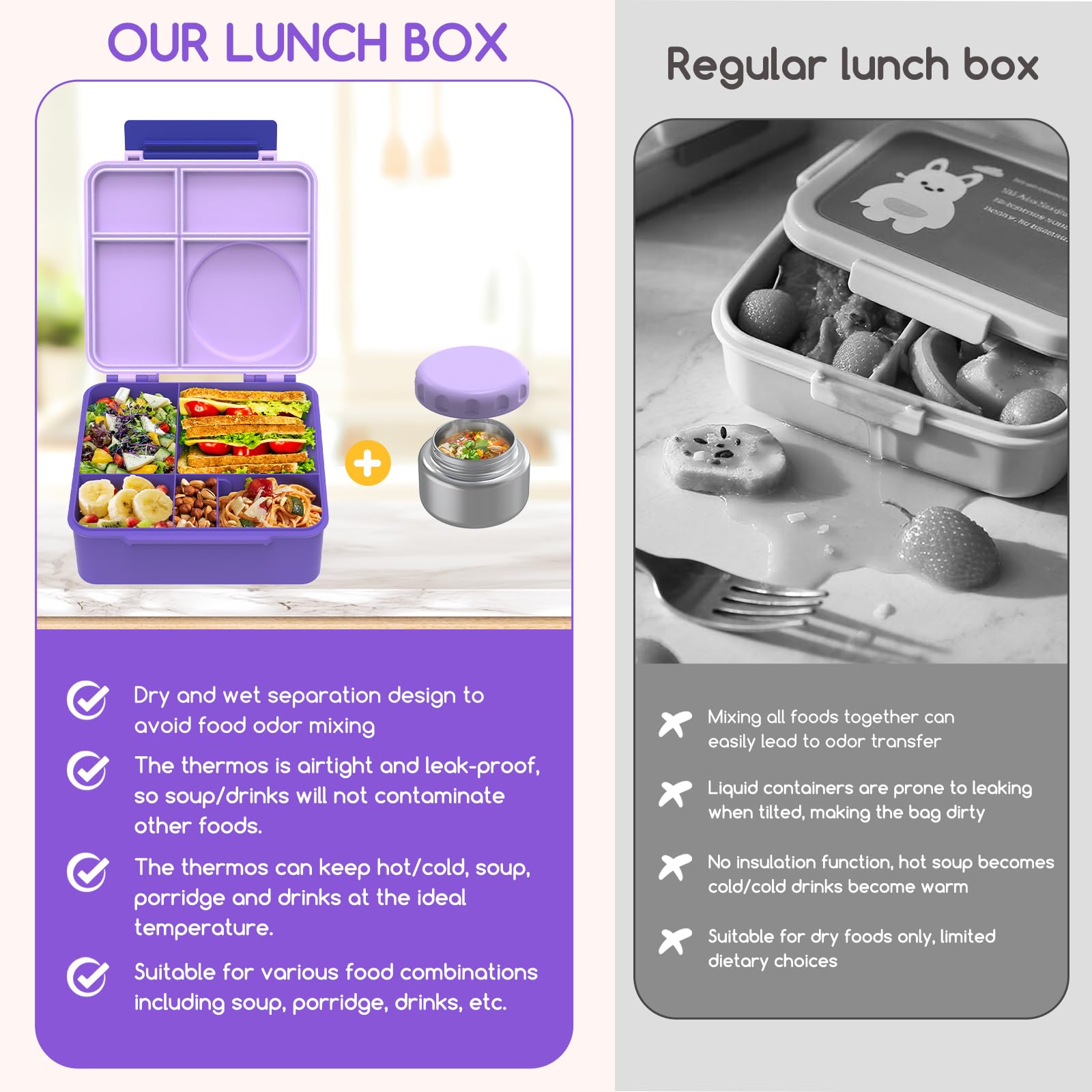JoyYum open compartments filled demonstrating organized balanced meals