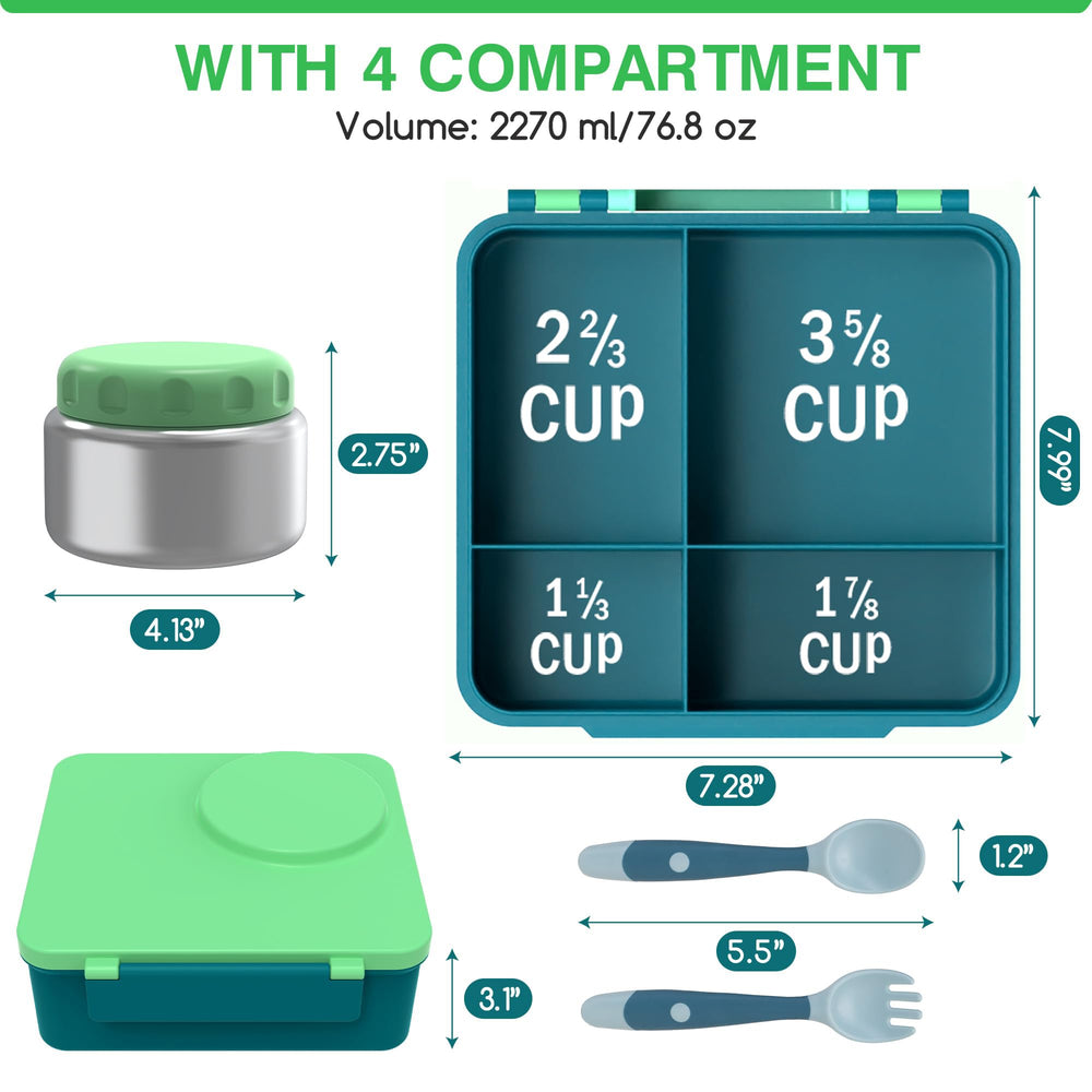 JoyYum open bento box with four compartments displaying food separation benefits