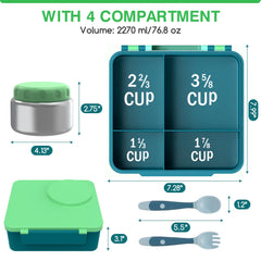 JoyYum open bento box with four compartments displaying food separation benefits