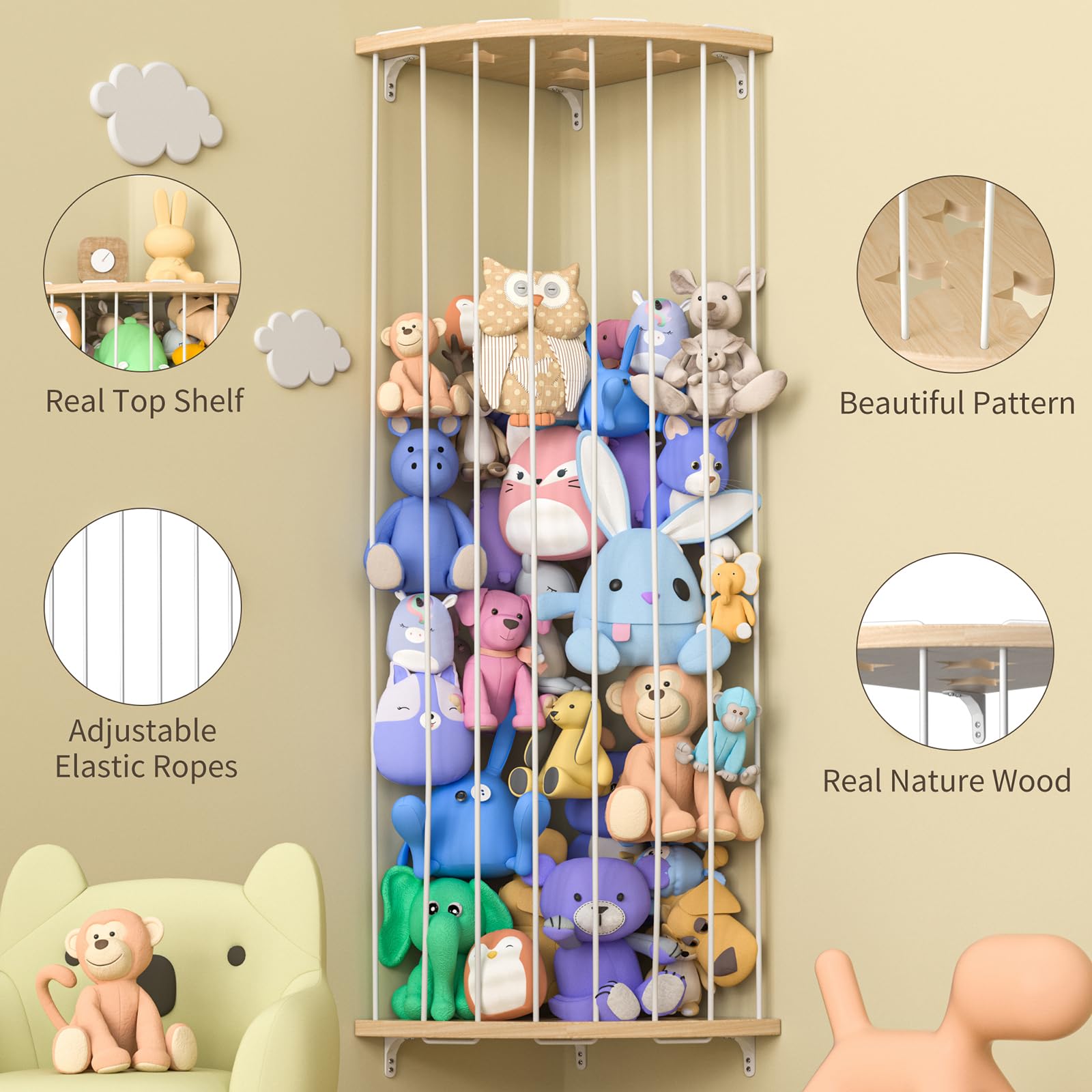 Jtksfcl in use with plush toys illustrating large capacity and organization