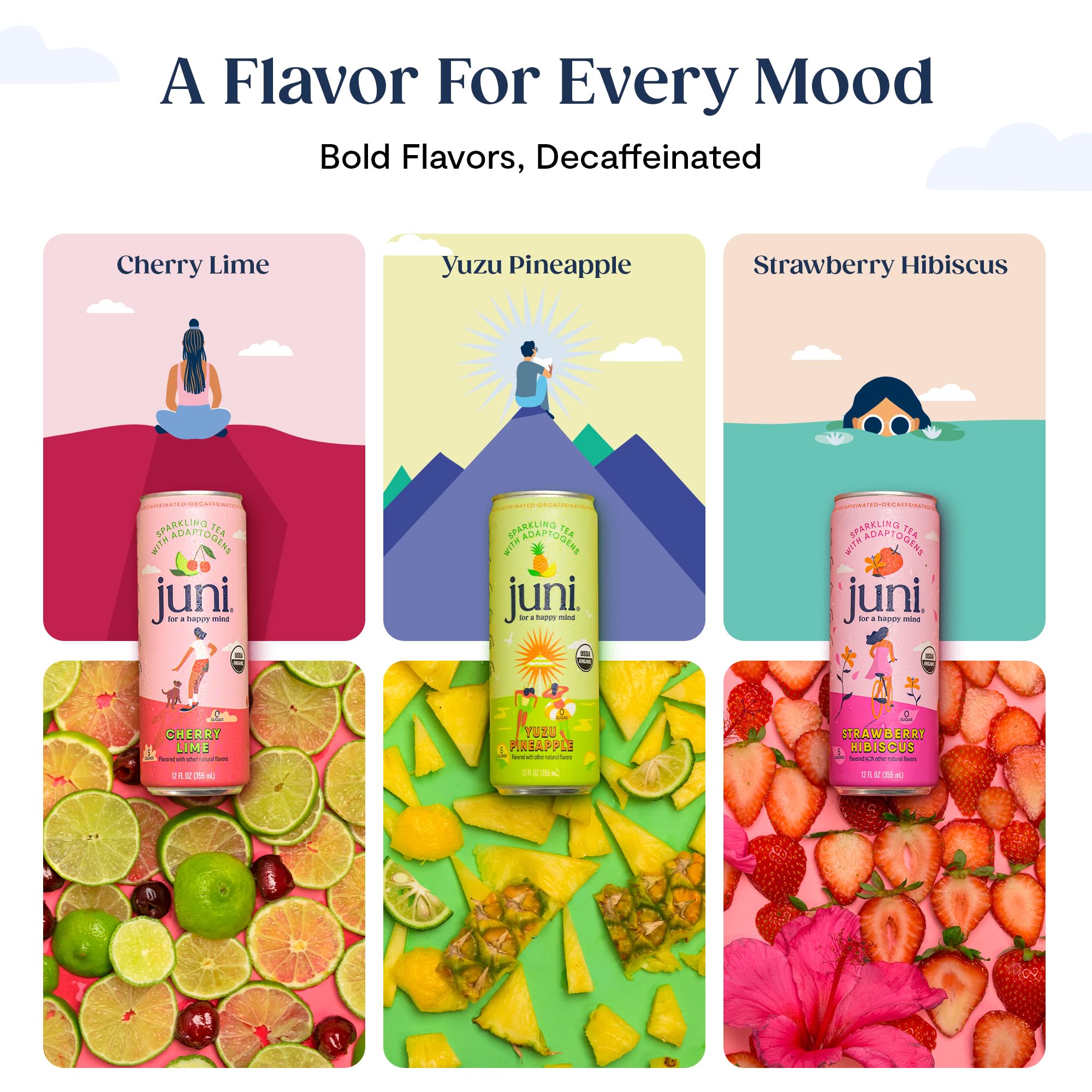 JUNI yuzu pineapple can close-up emphasizing citrus aroma and low calories