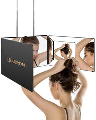 JUSRON front view of mirror showing compact packaging and quick setup benefit