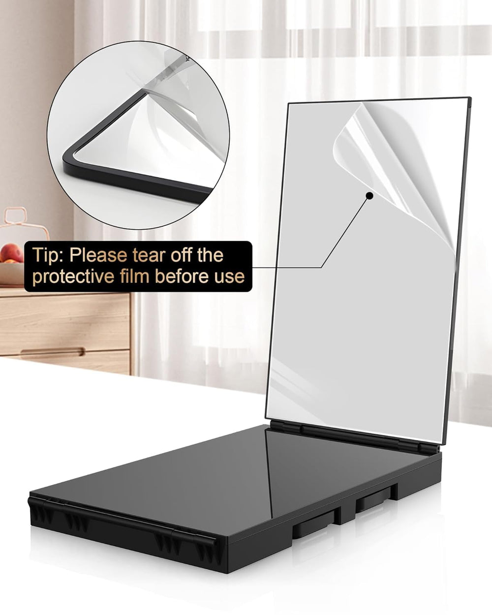 JUSRON next to ruler for scale showing portable size and travel convenience