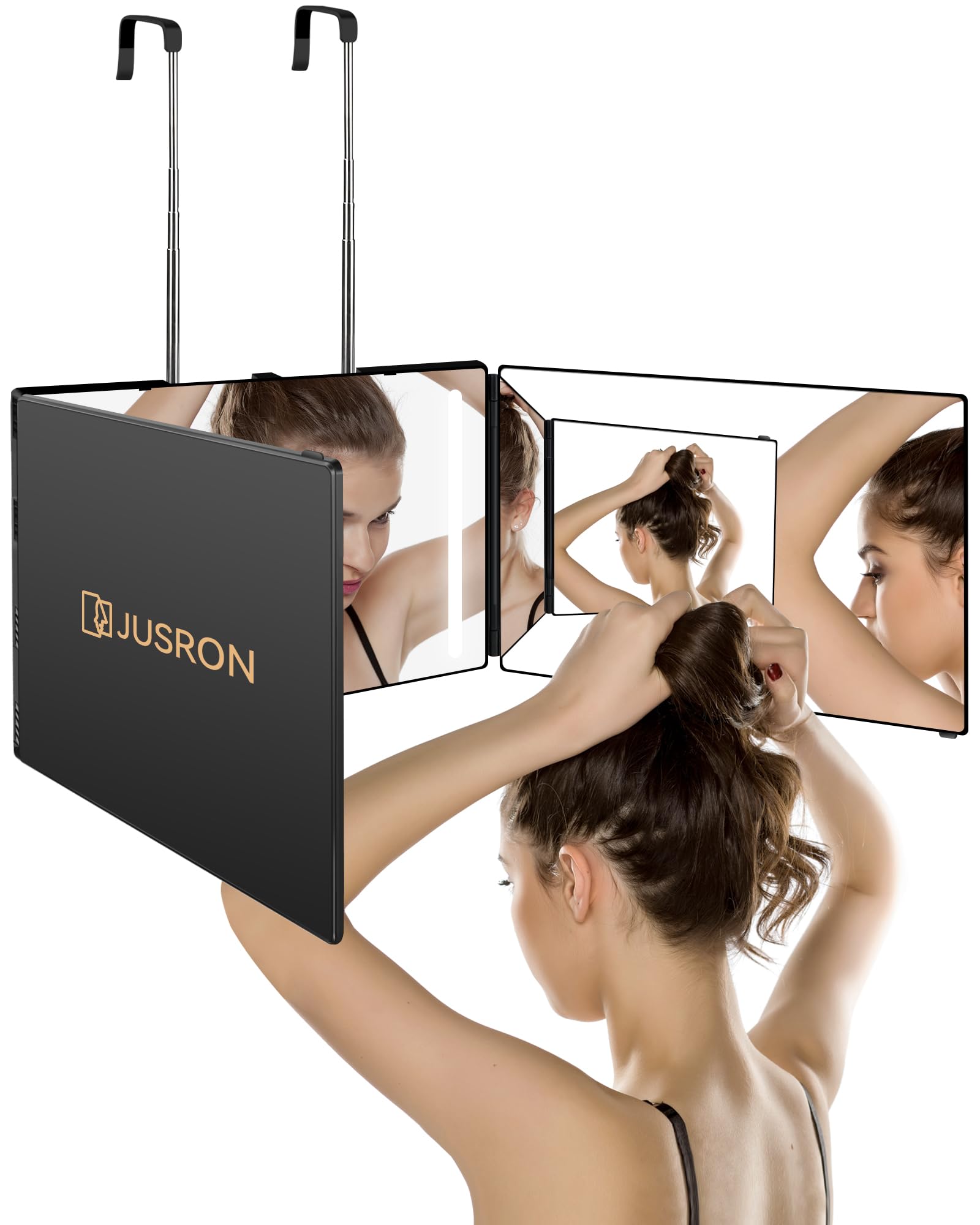 JUSRON front closed view showing compact portable mirror and neat finish