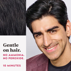Just For Men being combed into temple area highlighting precise gray-targeting benefit