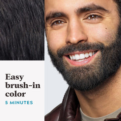 Just For Men product applied to a mustache in use, fast five-minute processing benefit