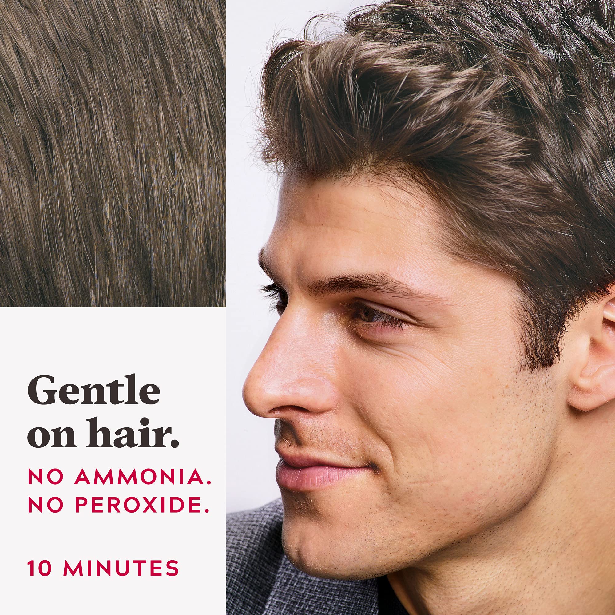 JUST FOR MEN showing targeted temple touch-up for natural coverage