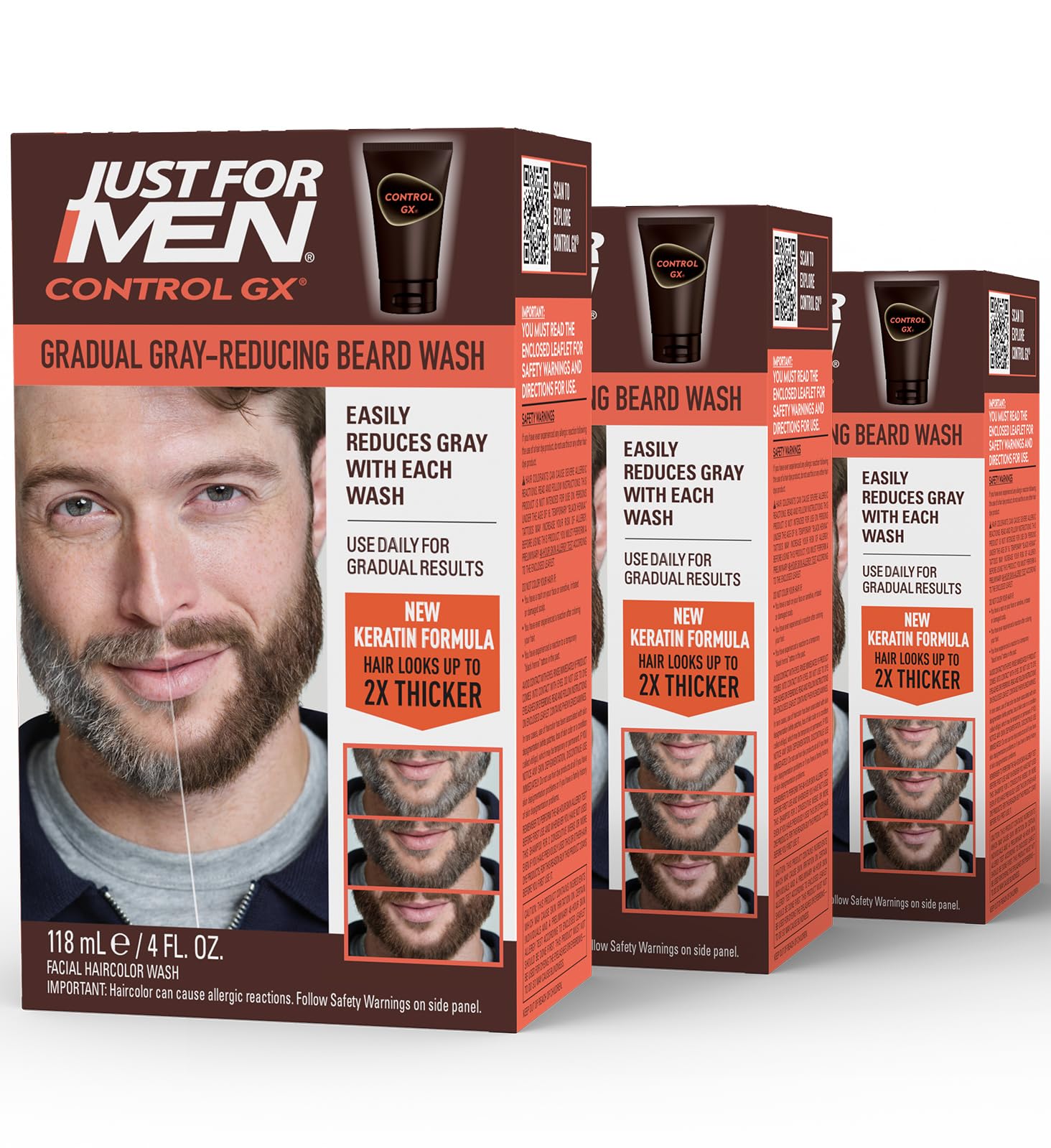 Just for Men Control GX front packaging showing product benefit gradual grey reduction