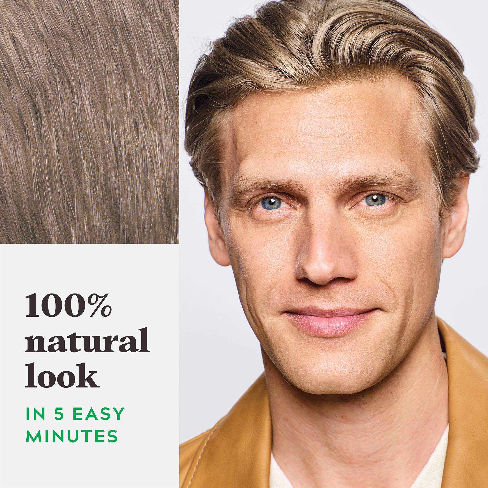 Just For Men before and after image demonstrating natural gray coverage benefit