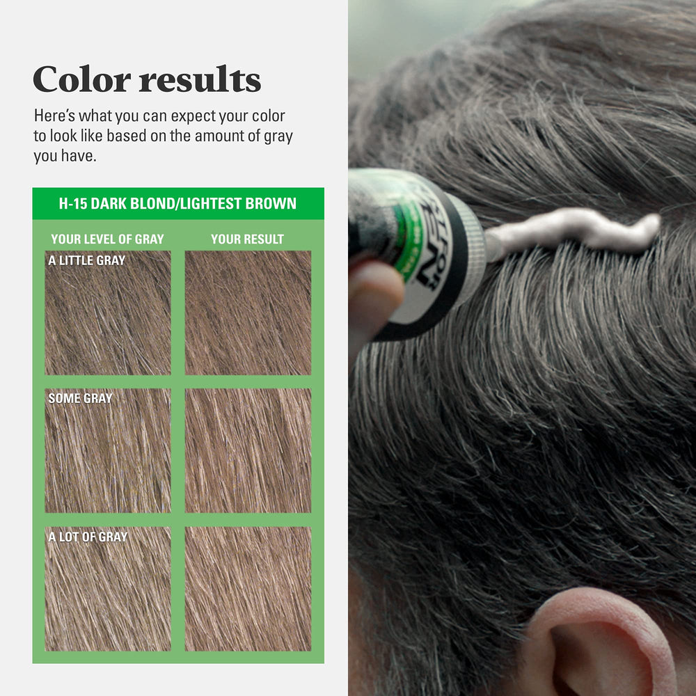 Just For Men styled combed hair showcasing natural-looking color and shine