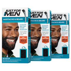 Just For Men front packaging showing jet black 3-pack and quick-benefit
